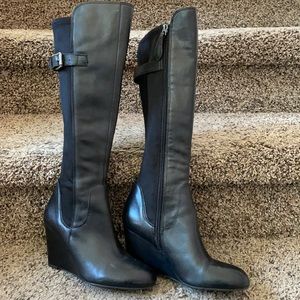 Black Franco Sarto zippered boots with stretch calf